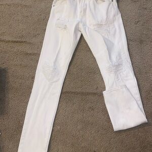 PacSun Men's White Distressed Skinny Jeans